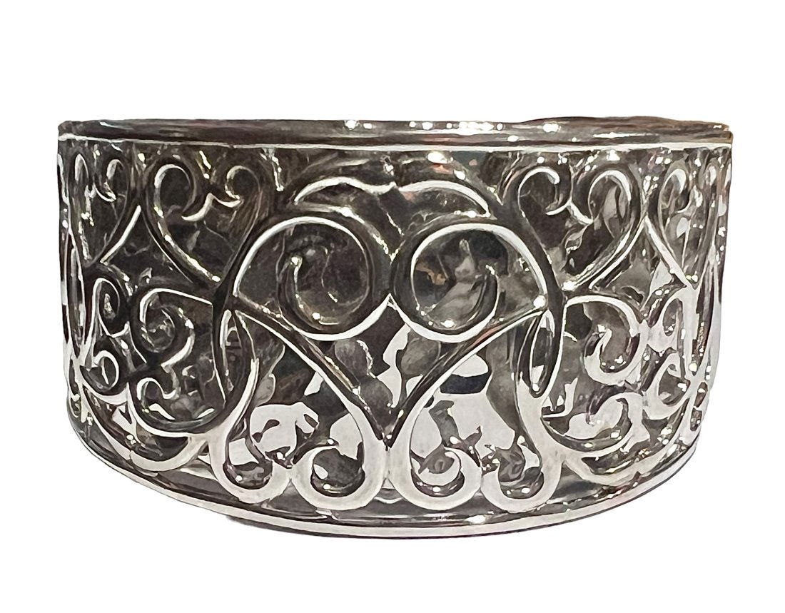 Fabulous Sterling Silver Hand Hammered and Scroll Cuff Bracelet (1 of 8)