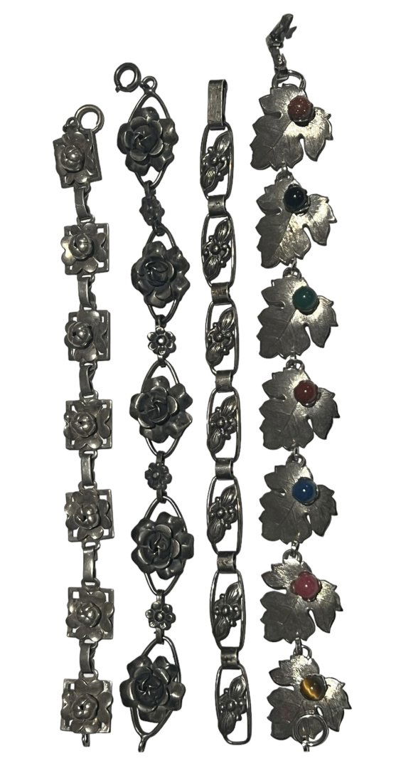 Lot of 4 Antique Sterling Silver Bracelets 1 John L Denmark. (1 of 8)