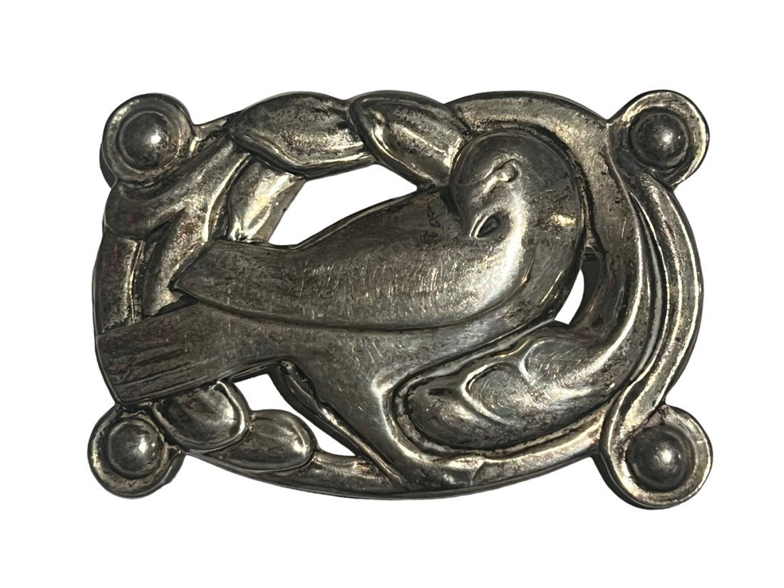 Vintage Coro Large Sterling Silver Brooch After Georg Jensen (1 of 4)