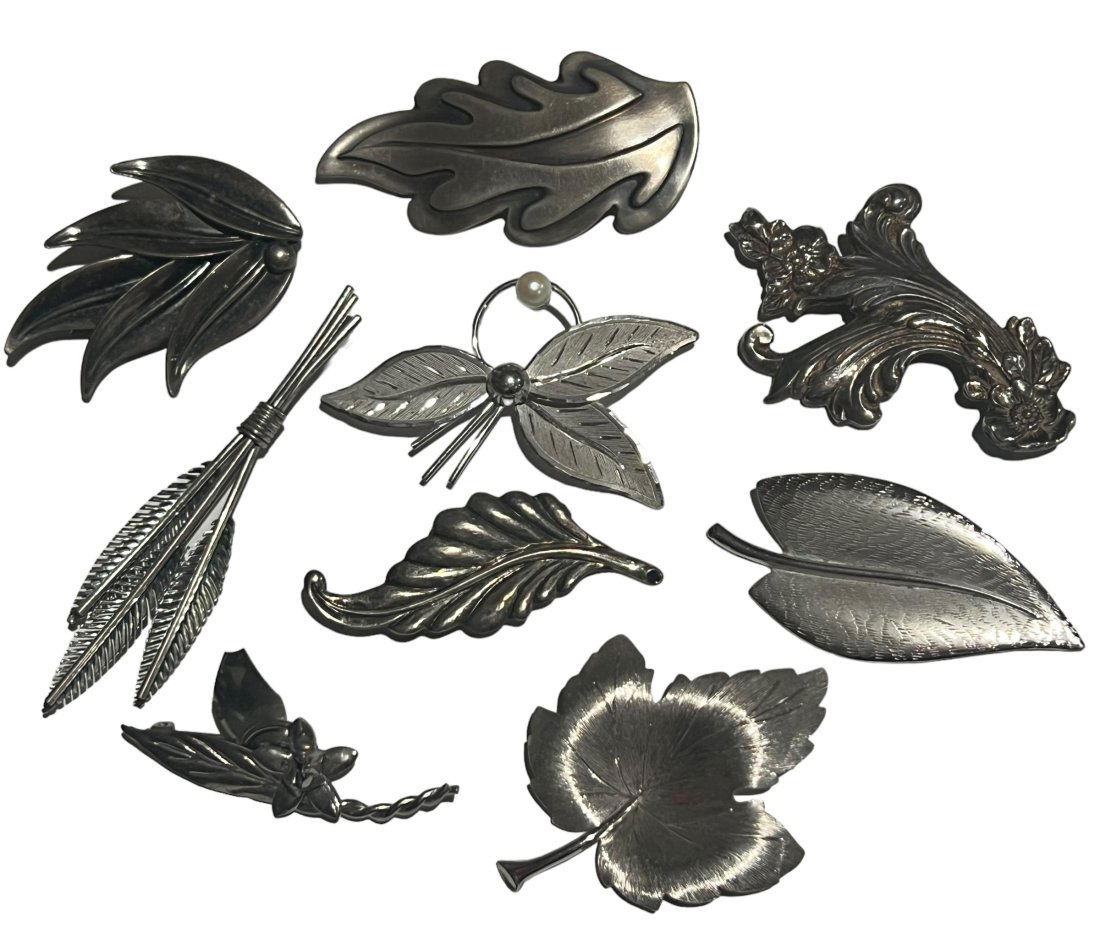 Lot of 9 Sterling Silver Leaf Brooches Danecraft EA Day Reed and Barton Denmark (1 of 16)