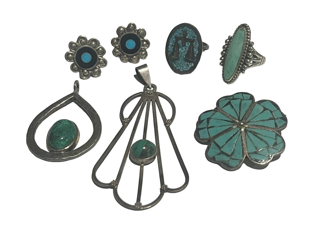 Lot of 6 Pieces of Vintage Sterling Silver and Turquoise Jewelry (1 of 12)