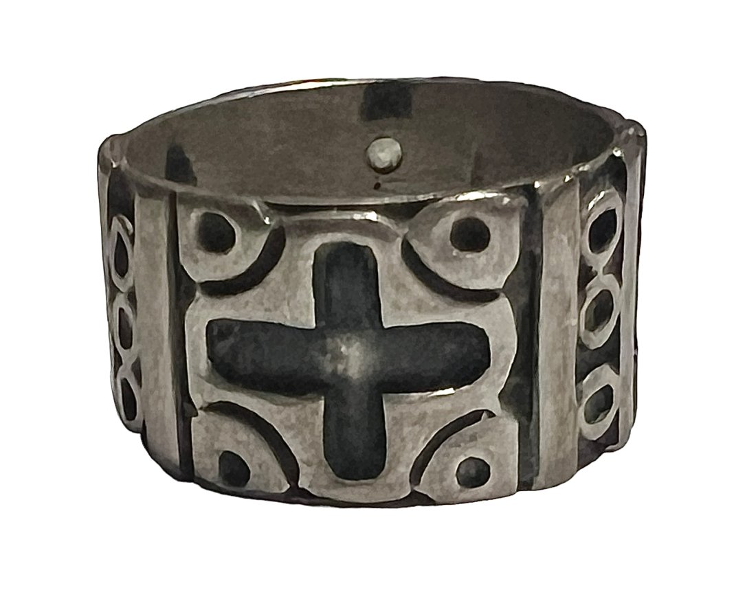 Mid Century Mexican Modernist Sterling Band Signed JCH and Eagle 3 Mark for Taxco (1 of 7)