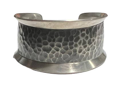 Jorgen Jensen Mid Century Modern Pewter Wide Cuff Bracelet: Jorgen Jensen Mid Century Modern Pewter Wide Cuff Bracelet. Shipping- In addition to LiveShip, Live Auctioneers Shipping), we also offer flat rate Priority shipping through the USPS and we will also c