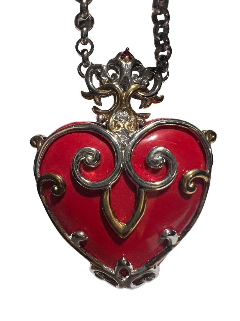 Michael Valitutti NH Sterling Silver Red Heart Necklace Double Sided (1 of 7)