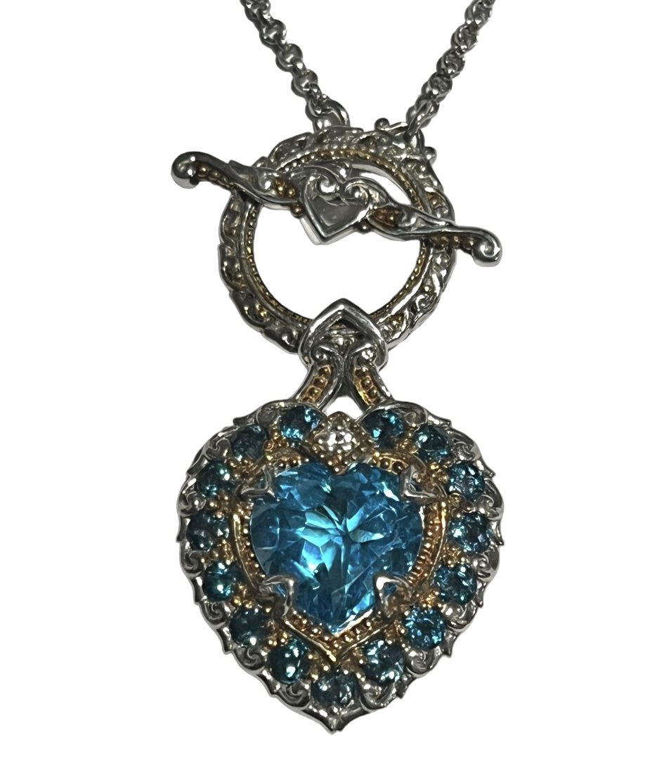 Michael Valitutti NH Sterling Silver Blue Topaz Heart Toggle Necklace (1 of 7)
