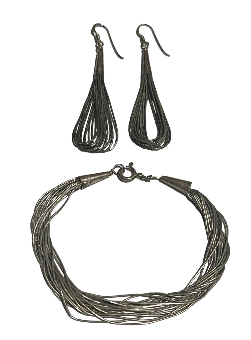 Native American Liquid Silver Sterling Bracelet and Earrings (1 of 7)