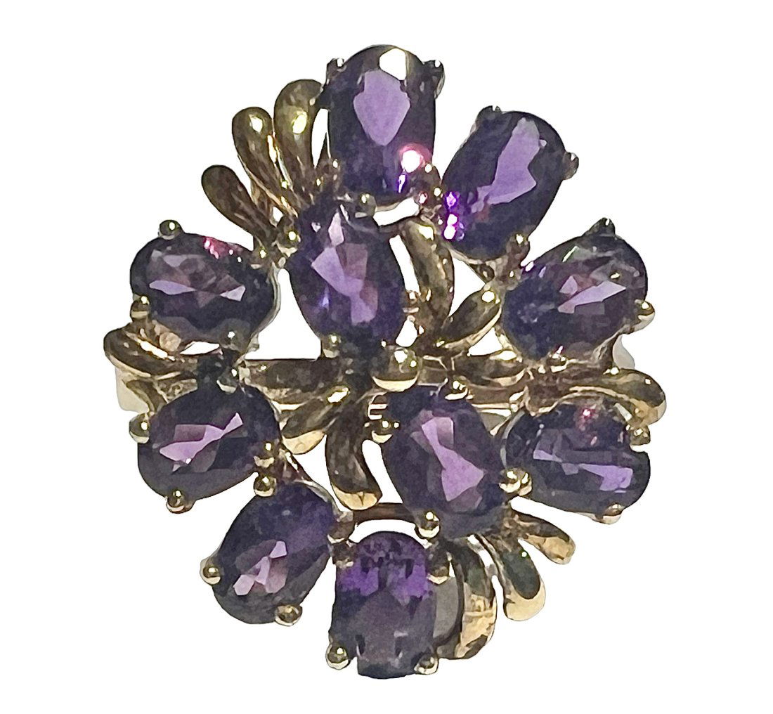 Contemporary Amethyst Sterling Silver Ring with a Gold Wash (1 of 6)