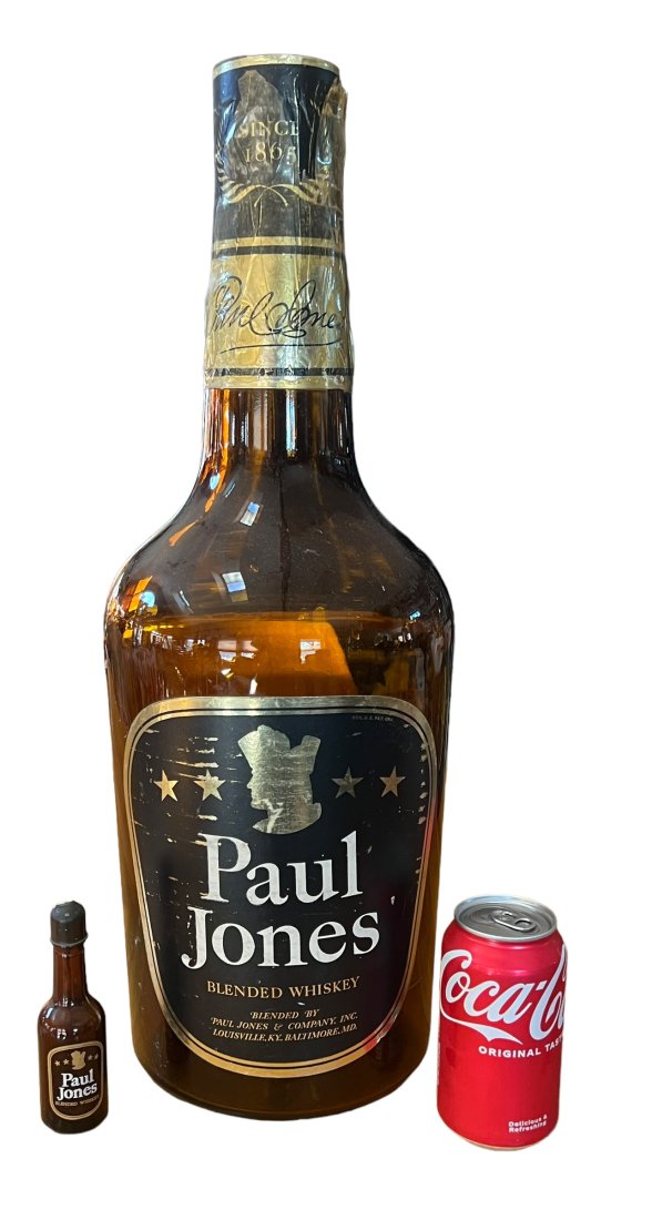 Vintage Paul Jones Whiskey Big Store Display Bottle: Vintage Paul Jones Whiskey Big Store Display Bottle. Small nip bottle included.