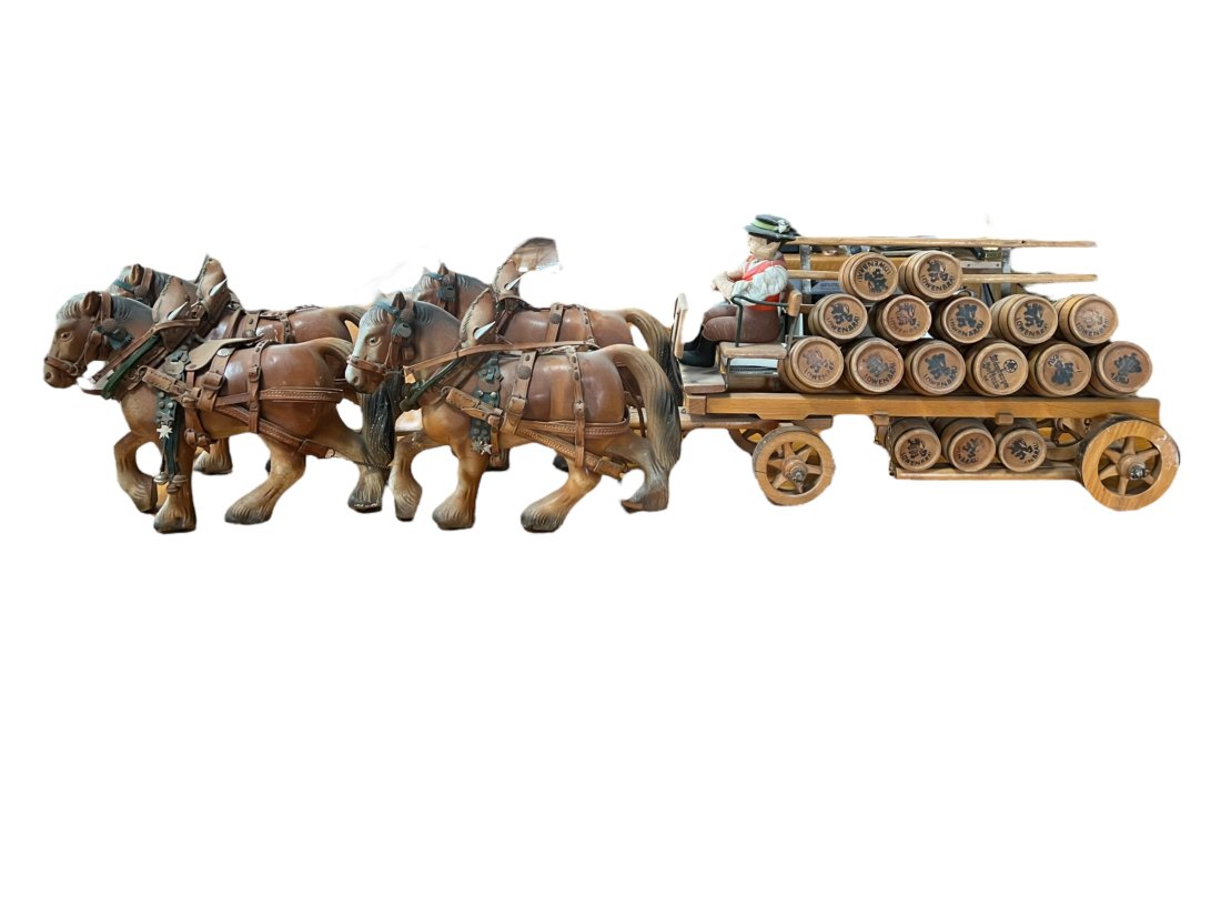 Lowenbrau Beer Barrel Wagon with Horses Advertising Store Display (1 of 10)