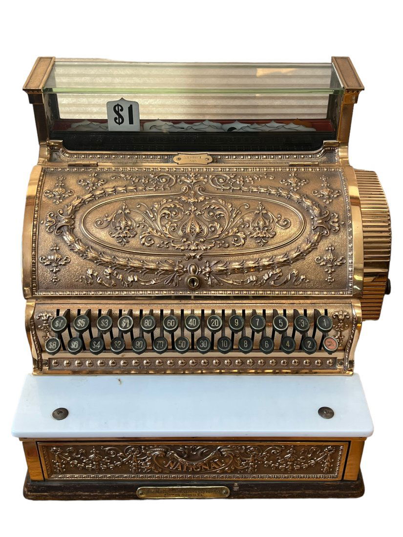 Antique National Cash Register Model Number 346 with Keys: Antique National Cash Register Model Number 346 with Keys. Serial number S2088891.