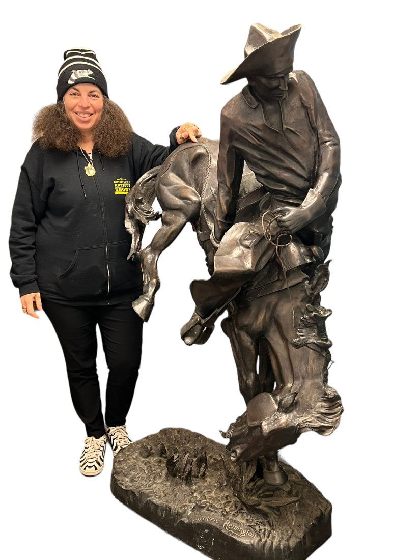 Giant Vintage Frederic Remington Bronze Sculpture  Outlaw 5.5 Feet Tall (1 of 6)