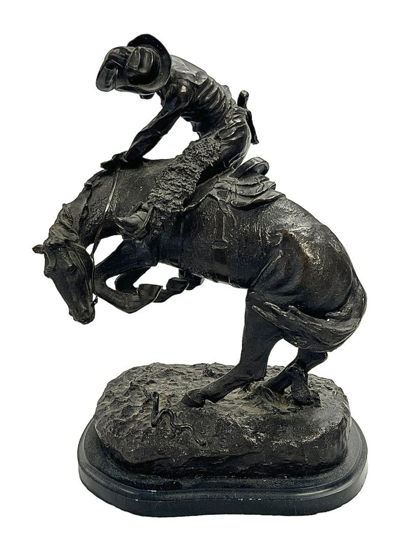 Vintage Frederic Remington Bronze Sculpture Rattlesnake Marble Base 9 Inches (1 of 5)