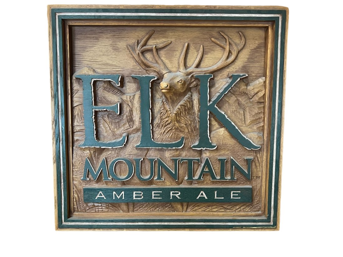 Vintage Elk Mountain Amber Ale Beer Advertising Sign: Vintage Elk Mountain Amber Ale Beer Advertising Sign.