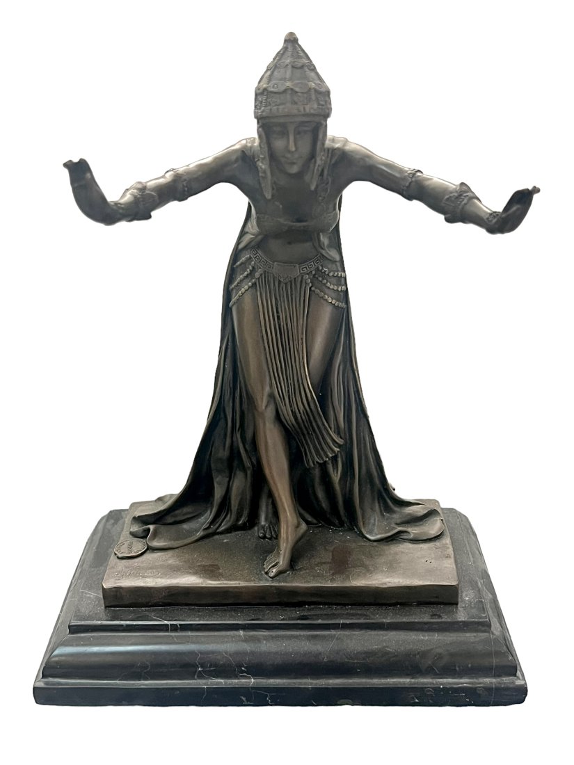 European Finery Art Deco Bronze Dancer Signed Chiparus on a Marble Base (1 of 11)