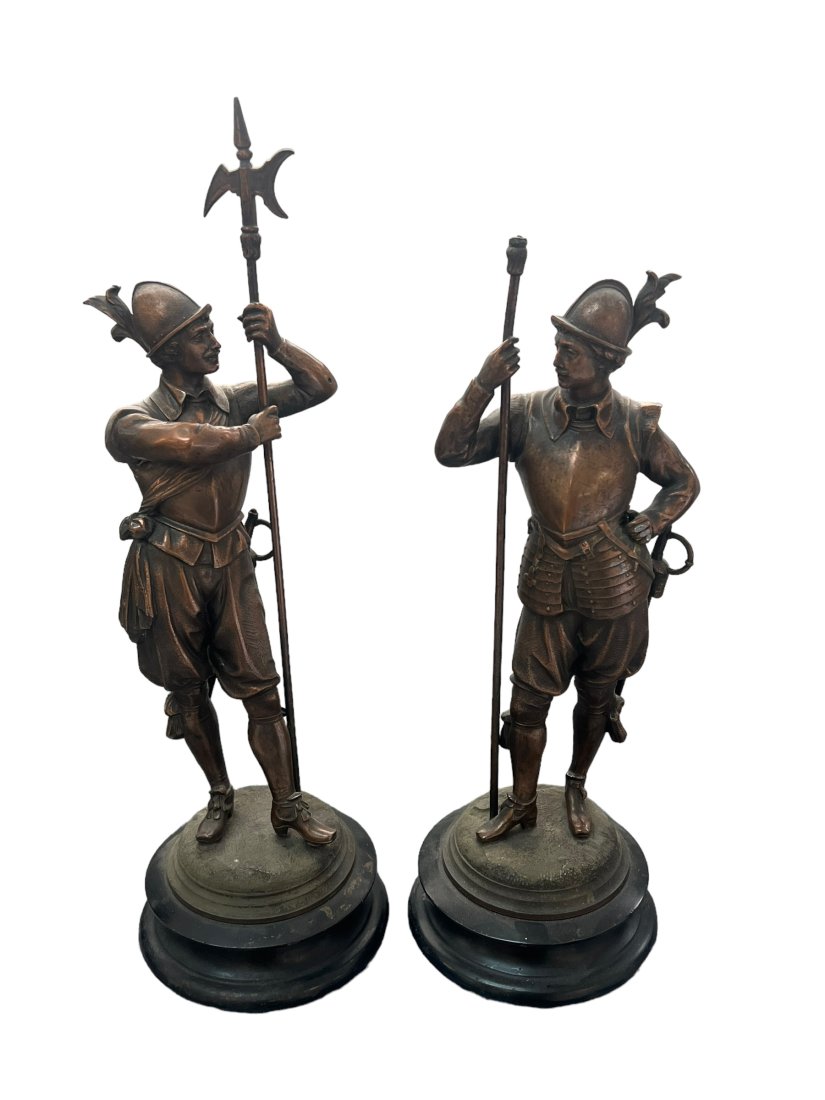 Pair of Antique Bronze Soldier Statues (1 of 8)