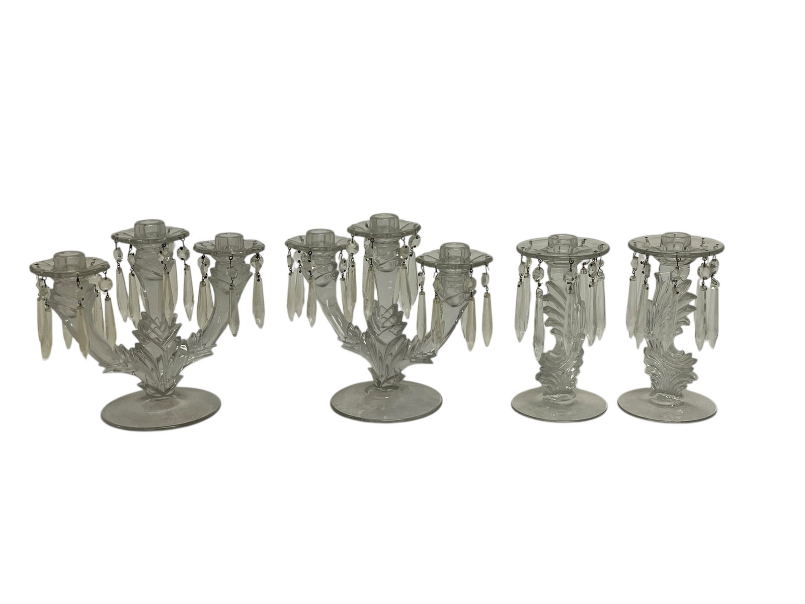 Lot of Crystal Candlesticks Pair of 3 Arm and a Pair of Singles (1 of 6)