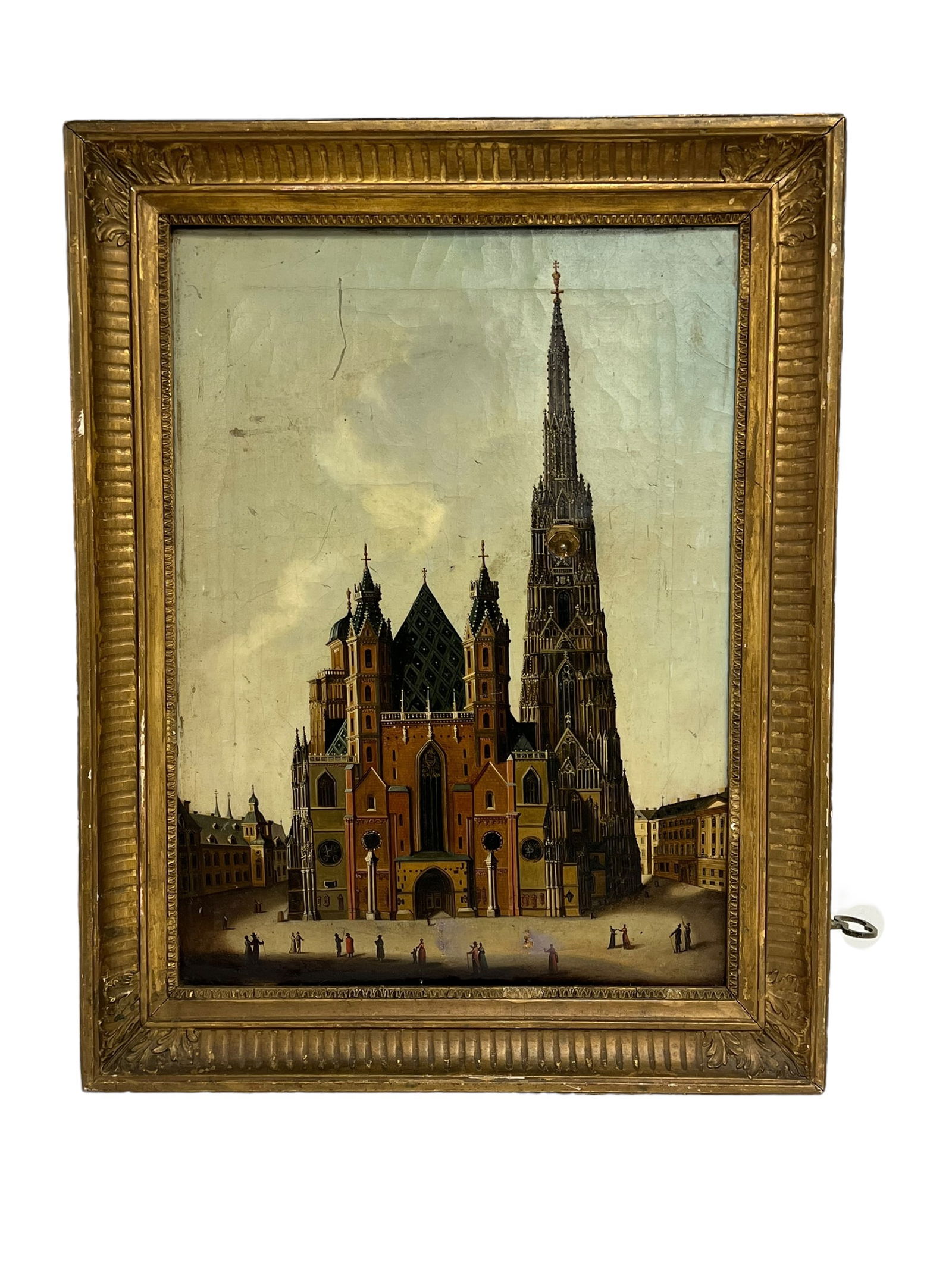 Large Antique Oil Painting Converted to a Clockwork Music Box (1 of 19)
