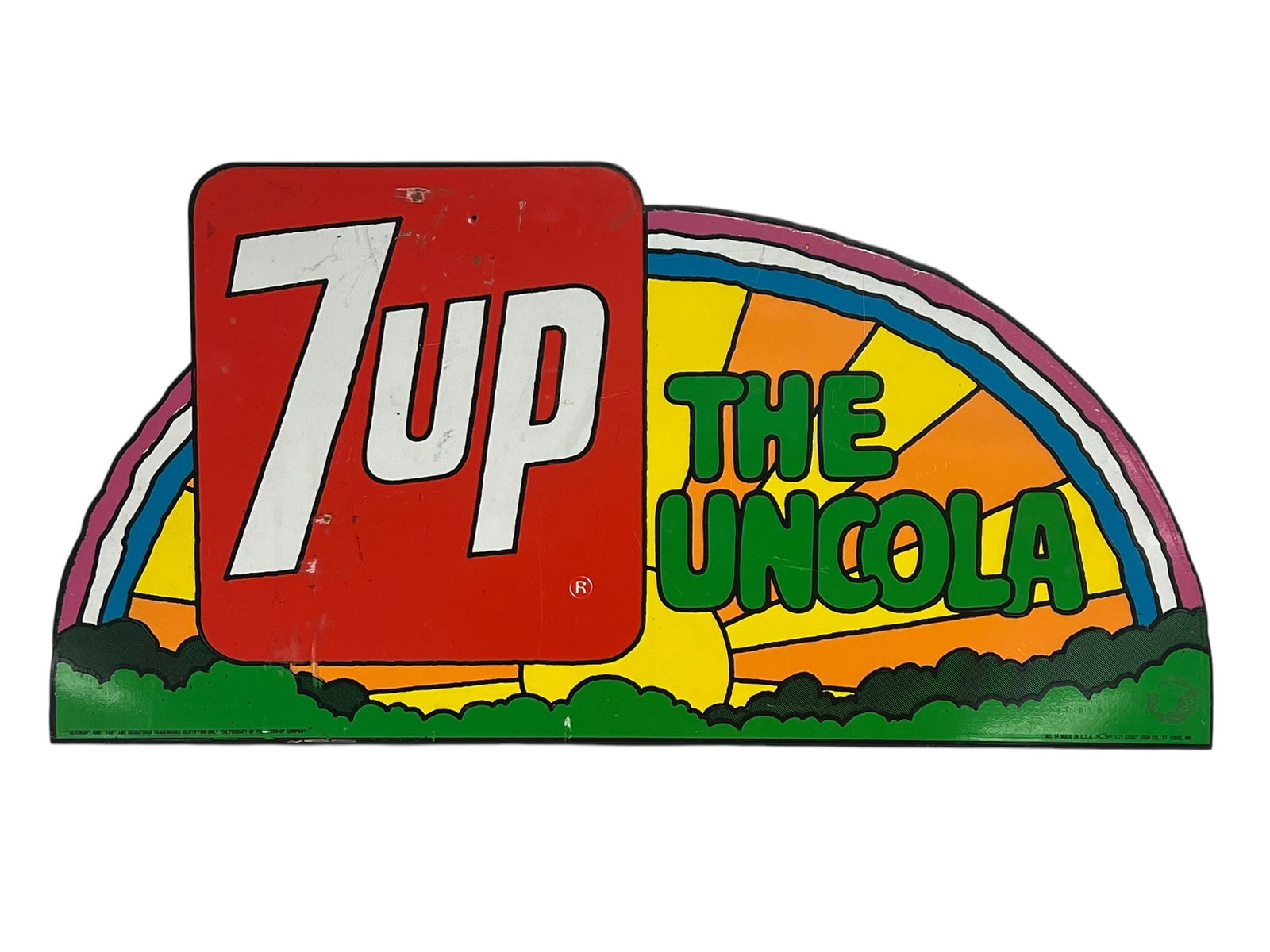 1969年　セブンアップ　Uncola 看板　ピーターマックス　メタルサイン 1969年 セブンアップ Uncola 看板 ピーターマックス メタルサイン