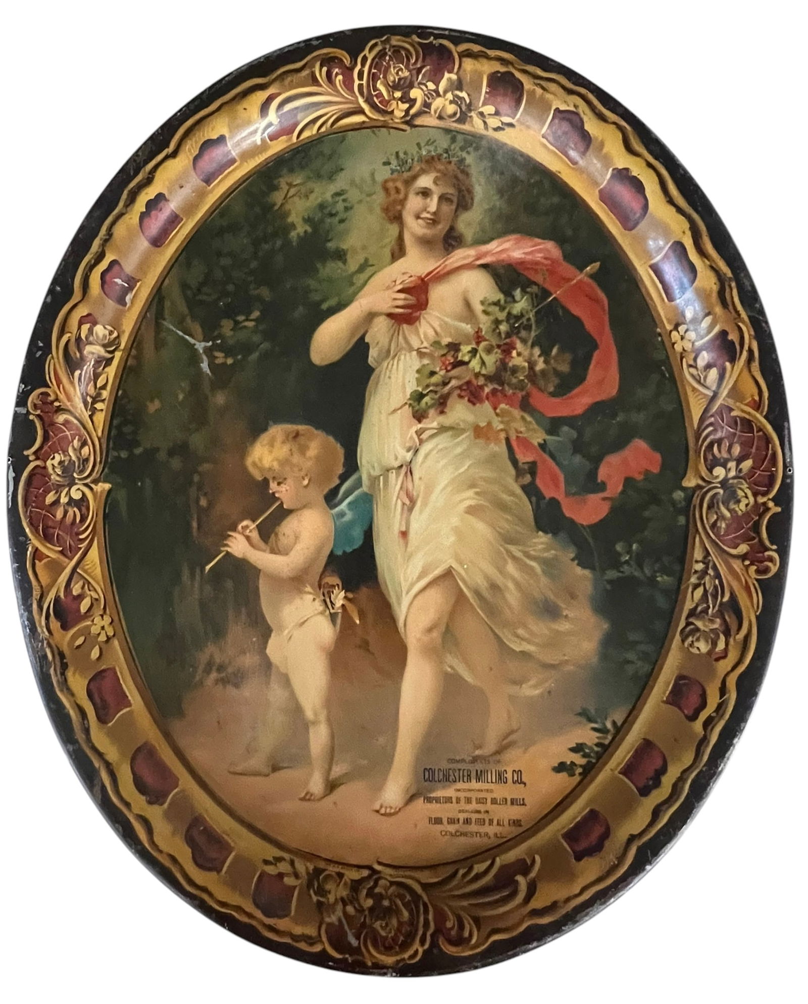 Antique Tin Litho Advertising Tray Colchester Milling Co (1 of 6)