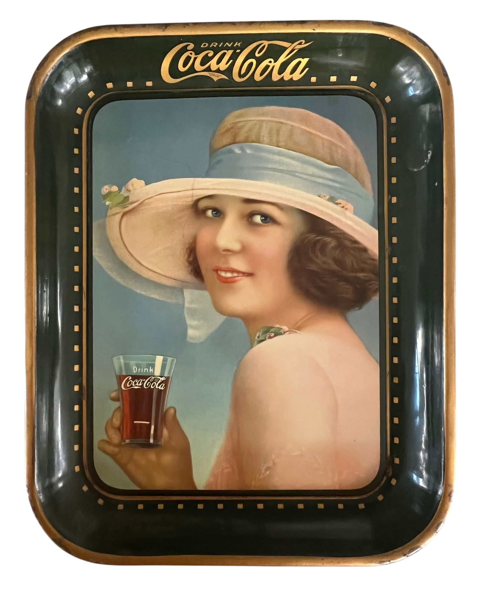 Original 1922 Drink Coca-Cola Advertising Tray (1 of 8)