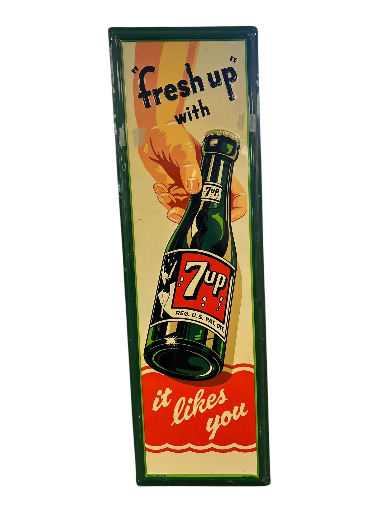 Large 1948 Fresh Up with 7UP Embossed Advertising Sign (1 of 12)
