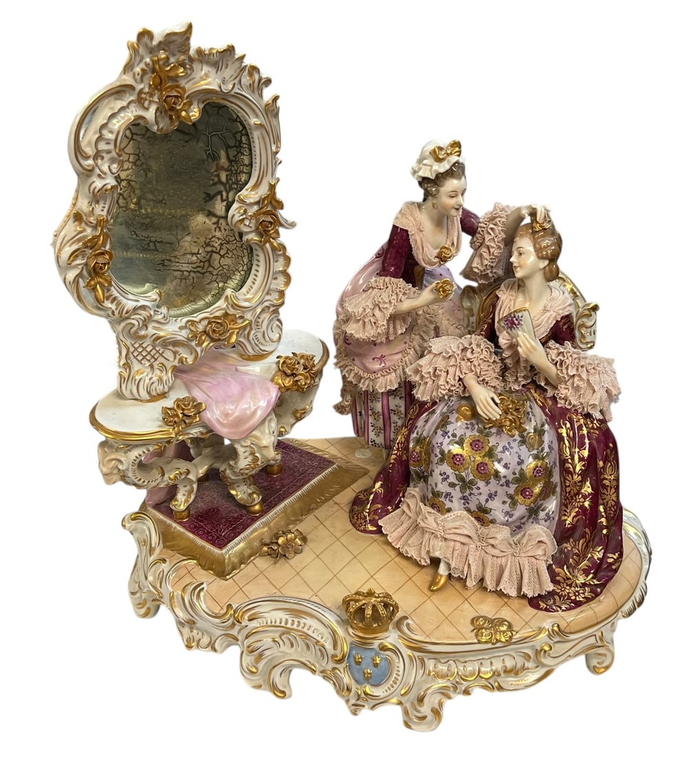 Antique Dresden German Volkstedt Porcelain Lace Group (1 of 7)