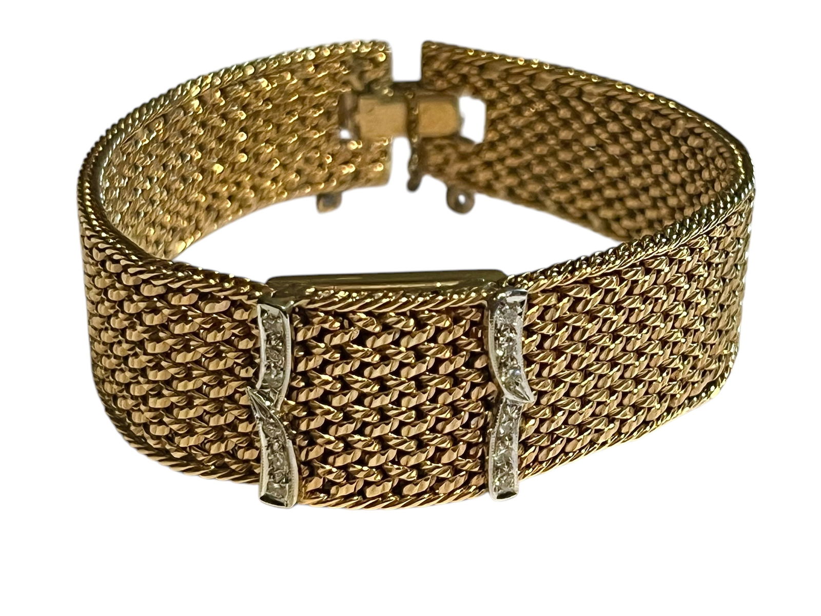 14K Gold Hidden Watch Bracelet with Diamonds Alben 17 Jewels (1 of 8)