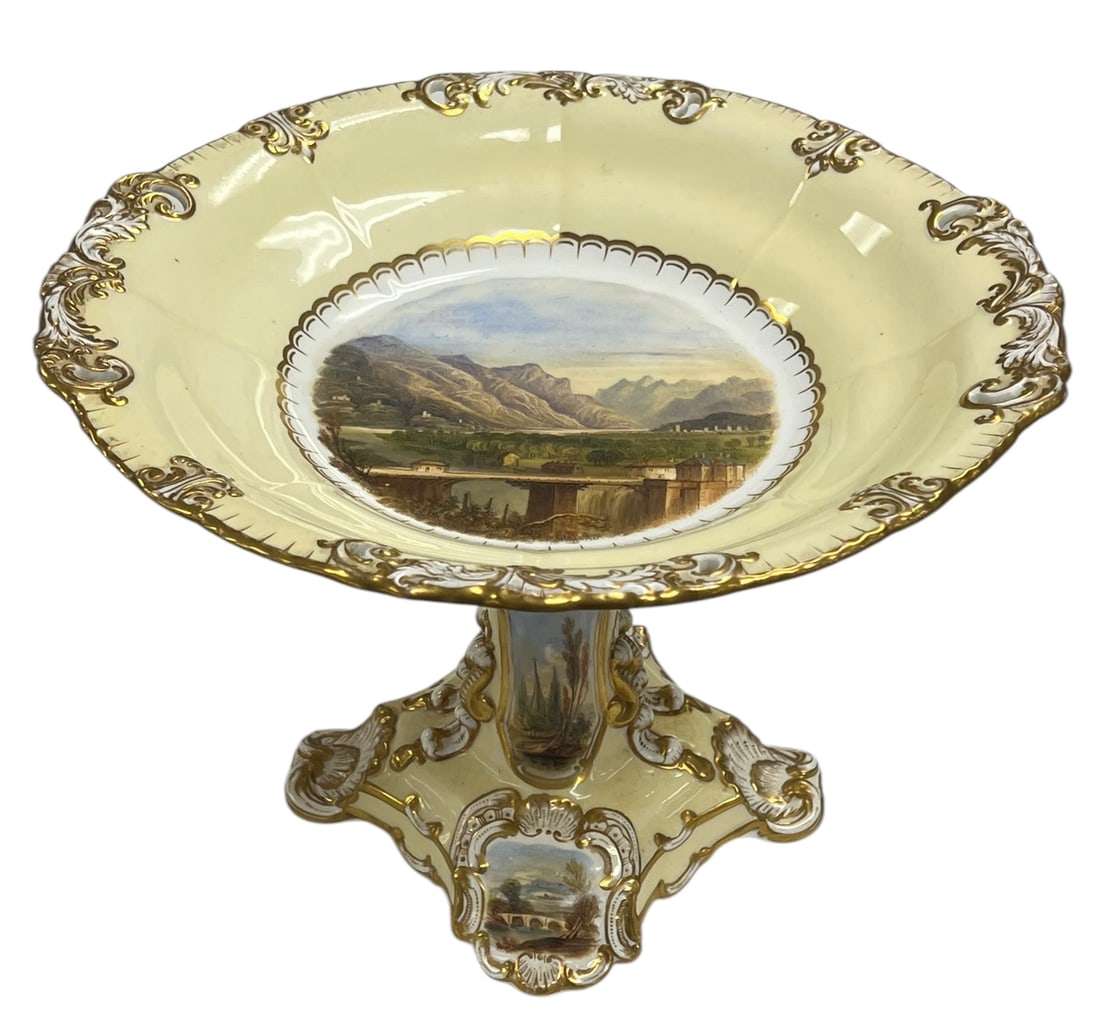 Copeland Porcelain Topographical Landscape Compote: Copeland Porcelain Topographical Landscape Compote.