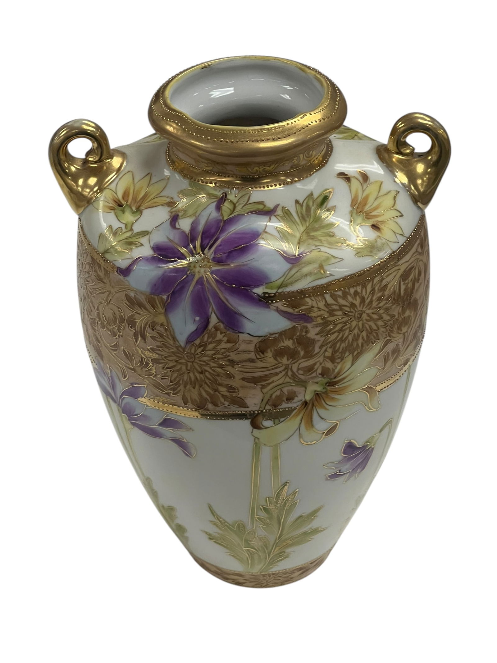 Hand Painted Nippon Porcelain Vase: Hand Painted Nippon Porcelain Vase.