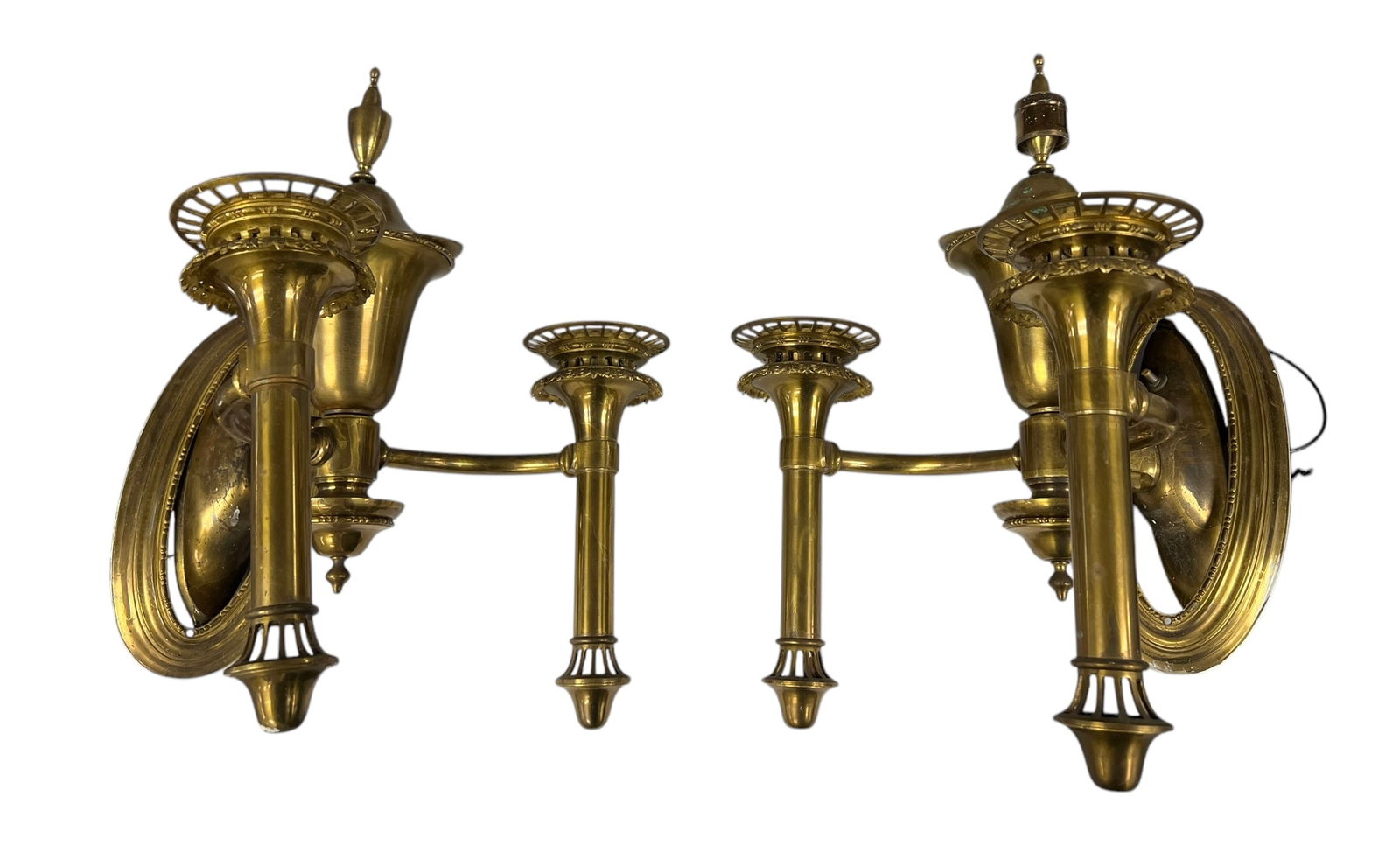 Pair of Antique Brass Wall Sconces (1 of 5)