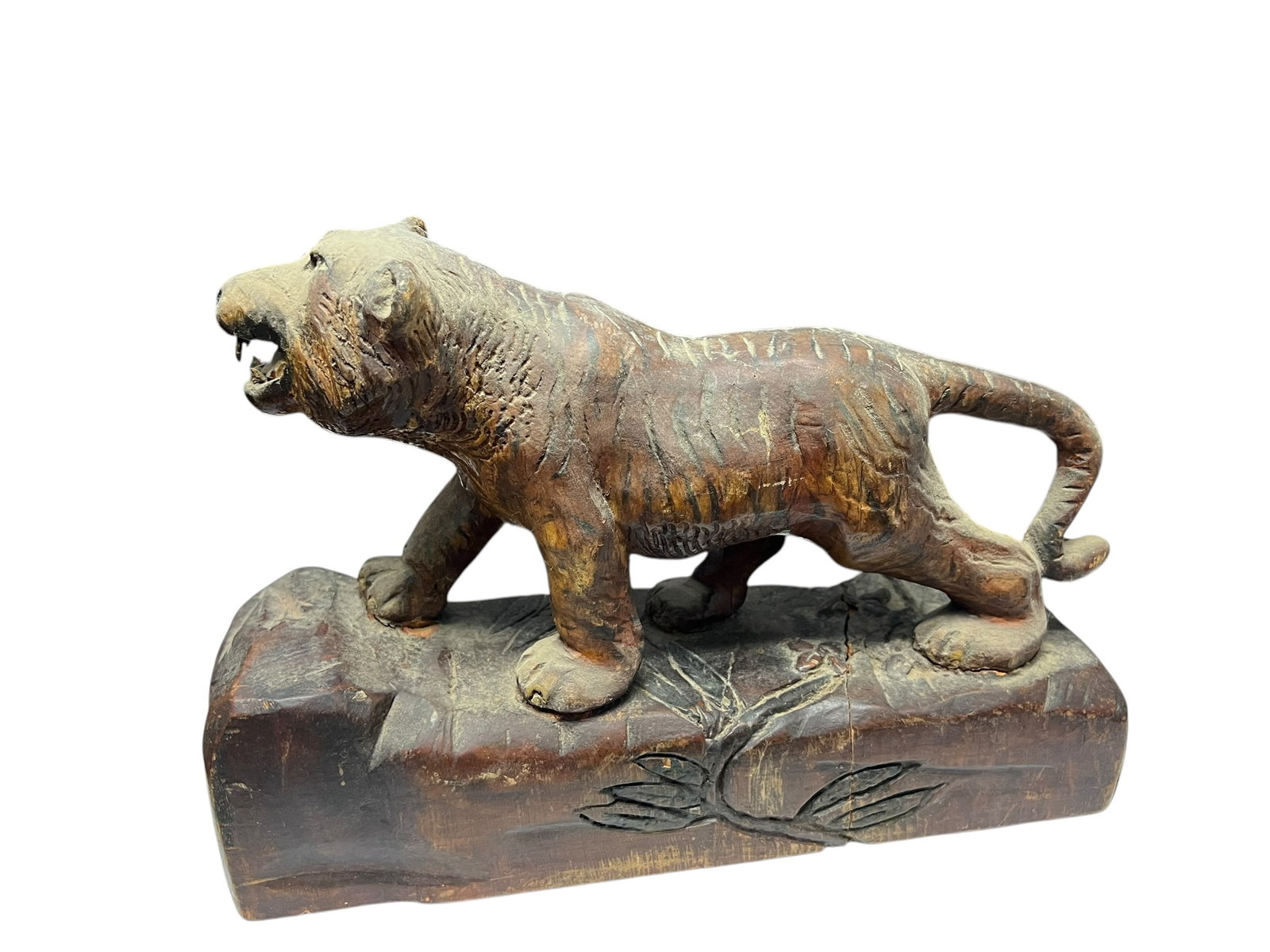 Old Carved Wood Tiger: Old carved wood tiger.