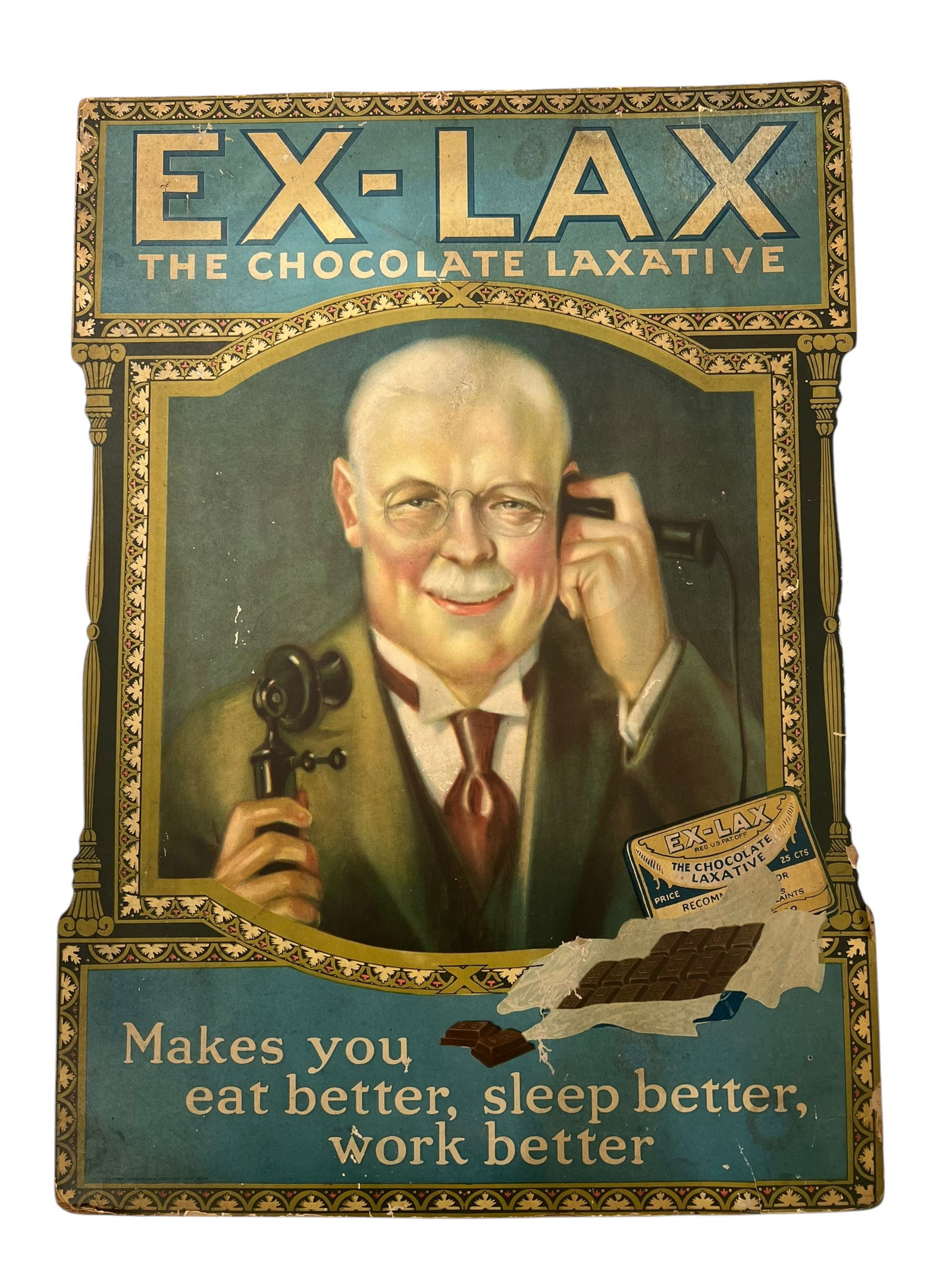 1920s Cardboard Store Display Advertising sign for Ex-Lax Chocolates (1 of 8)