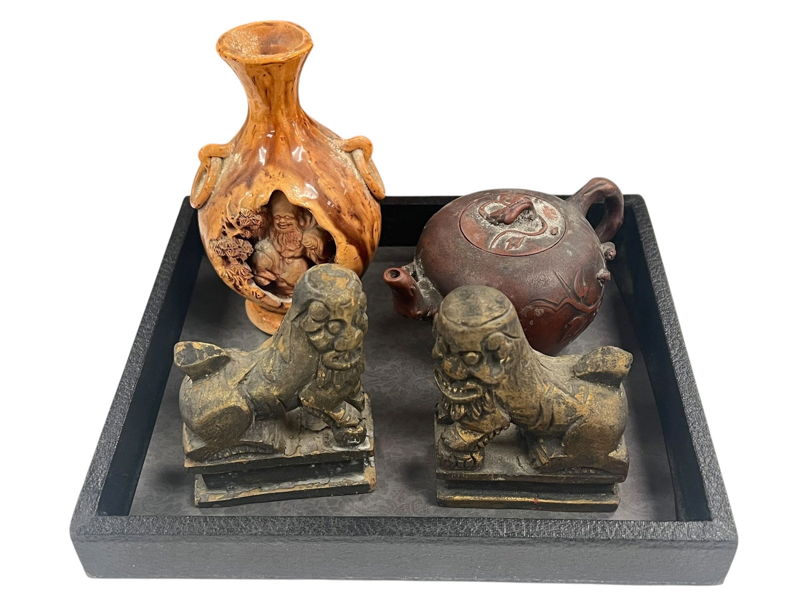 Lot if Asian Miniatures Vase Teapot Foo Dogs (1 of 9)