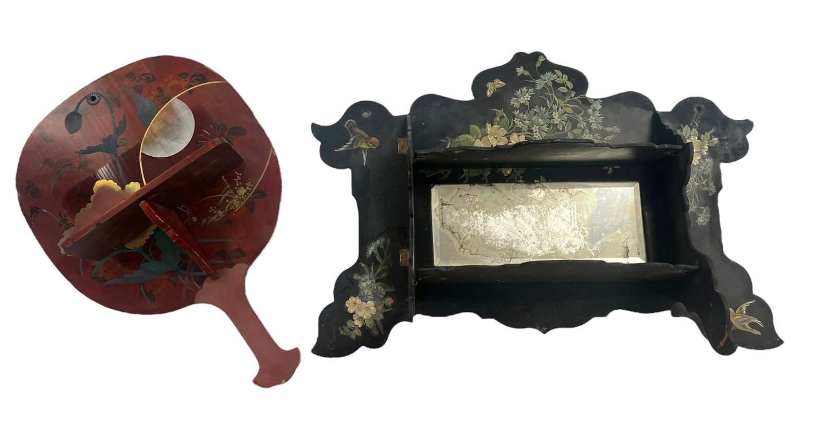 Lot of 2 Antique Asian Lacquered Wall Shelves (1 of 10)