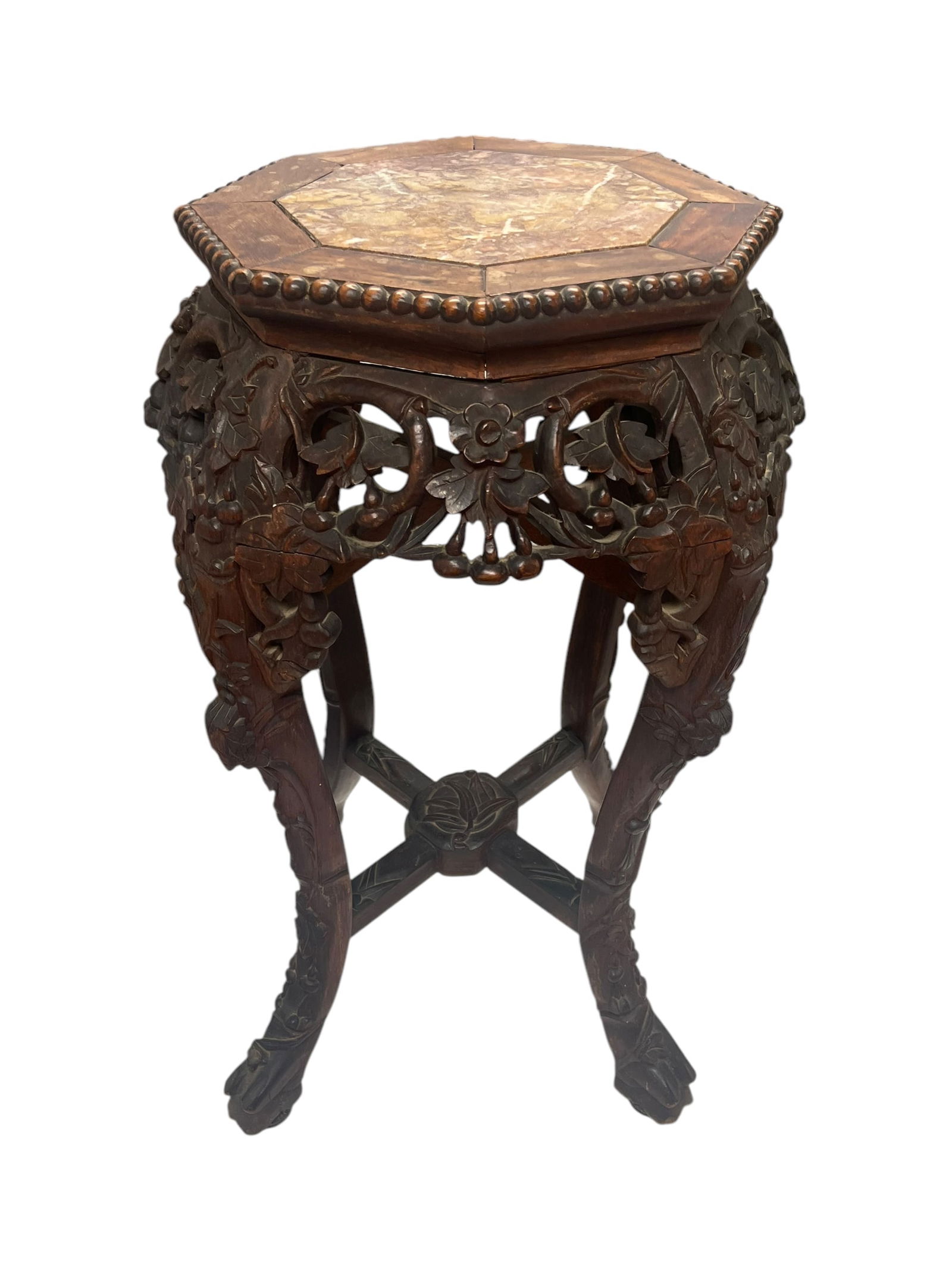 Antique Chinese Carved Marble Top Plant Stand Table (1 of 11)