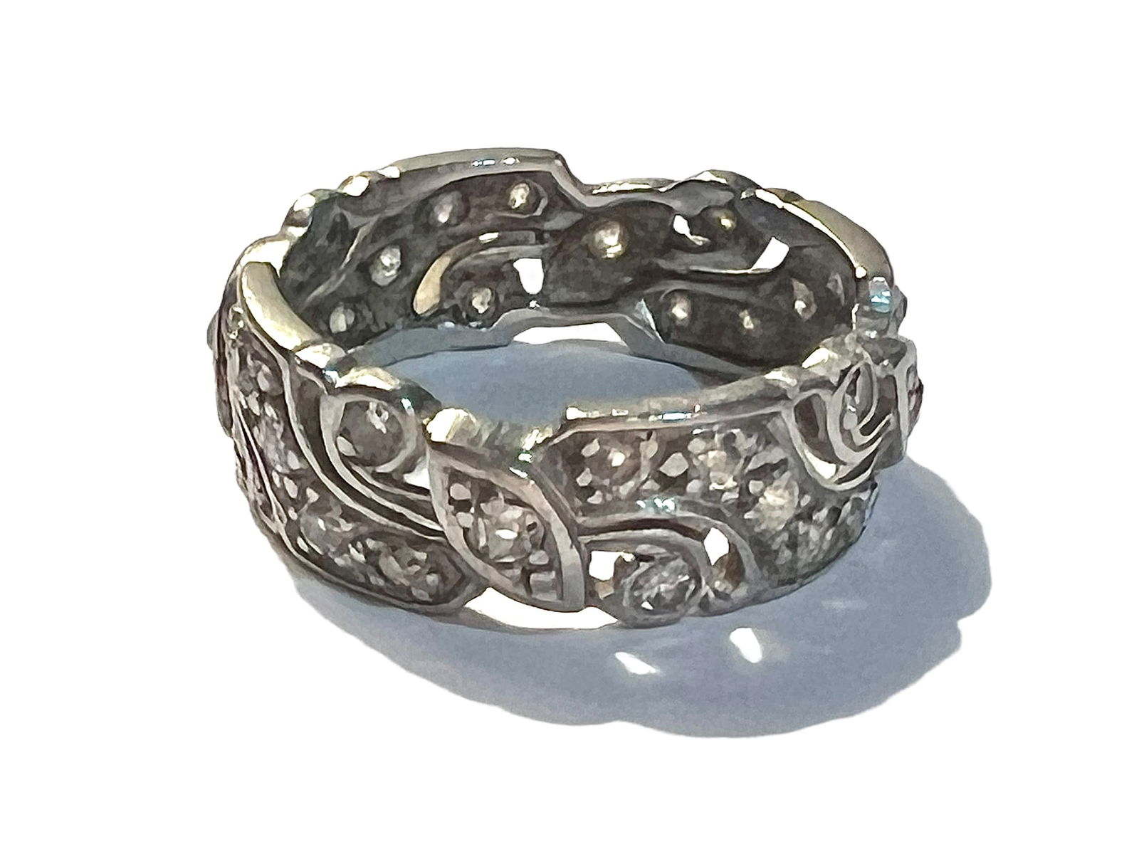 Antique Platinum and Diamond Band Size 5.5 (1 of 3)
