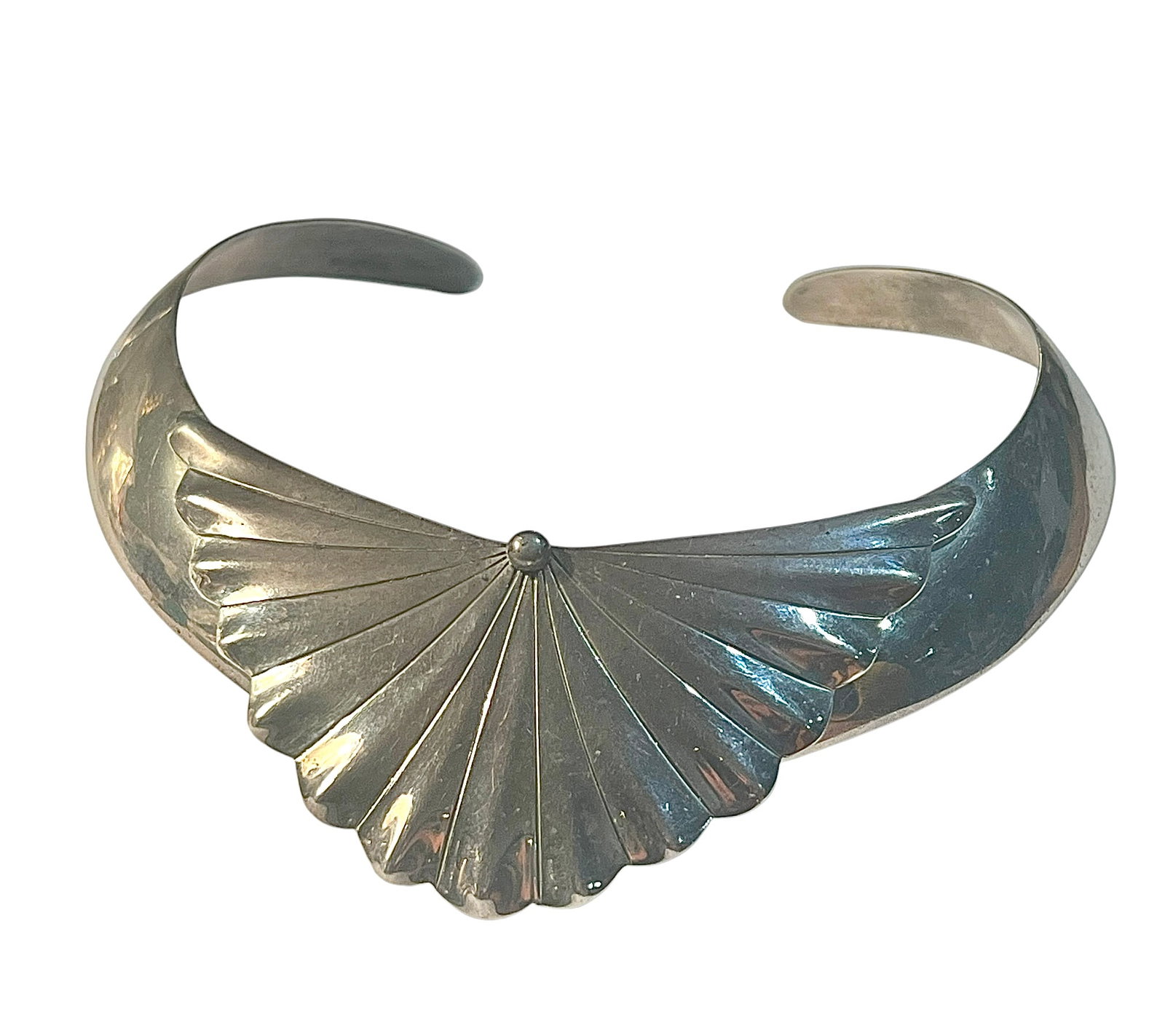 1980s Carol Felley Sunrise Sterling Silver Choker Collar Necklace: 1980s Carol Felley Sunrise Sterling Silver Choker Collar Necklace.
