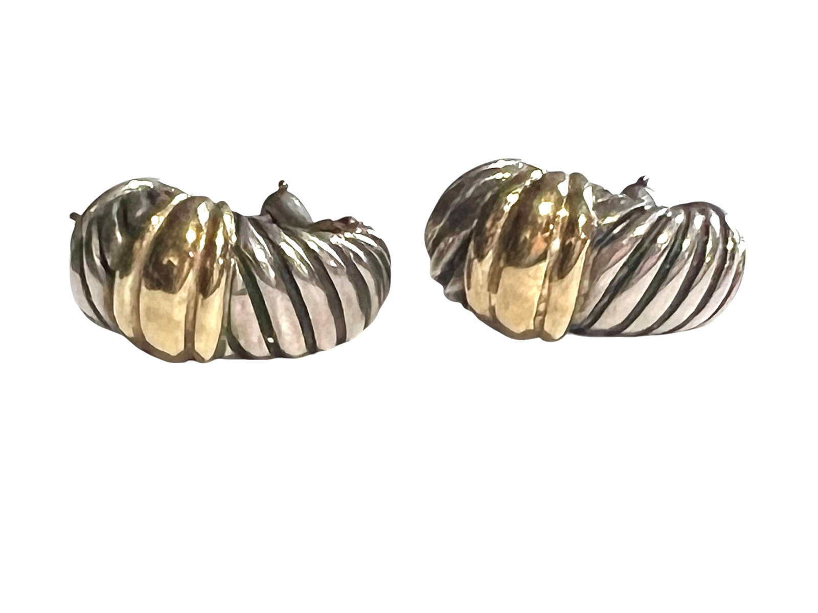 David Yurman Sterling and 14K Earrings: David Yurman Sterling and 14K Earrings. Marked DY, 585 for 14K and 925.
