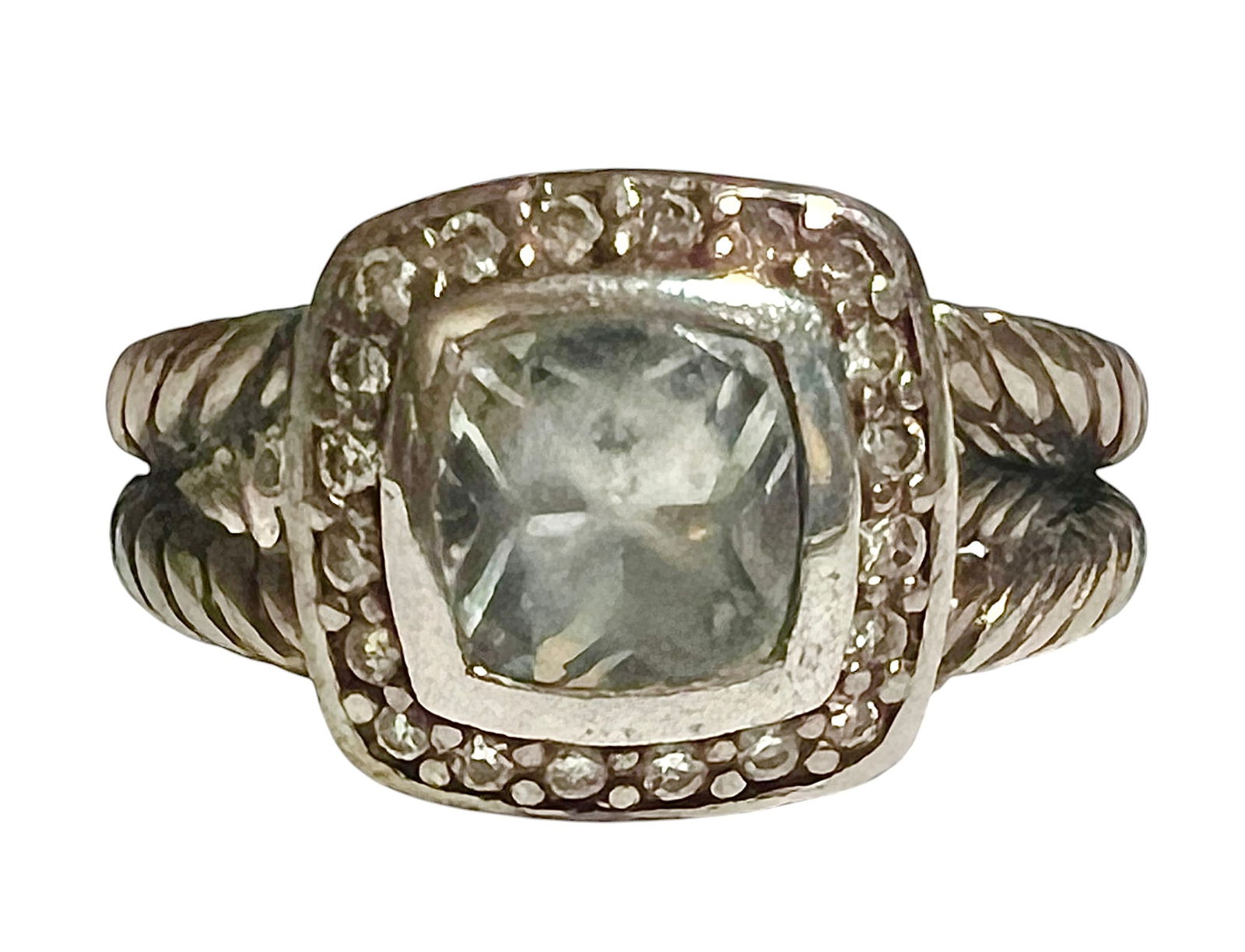 David Yurman Prasiolite Diamond Sterling Cable Band Ring (1 of 6)