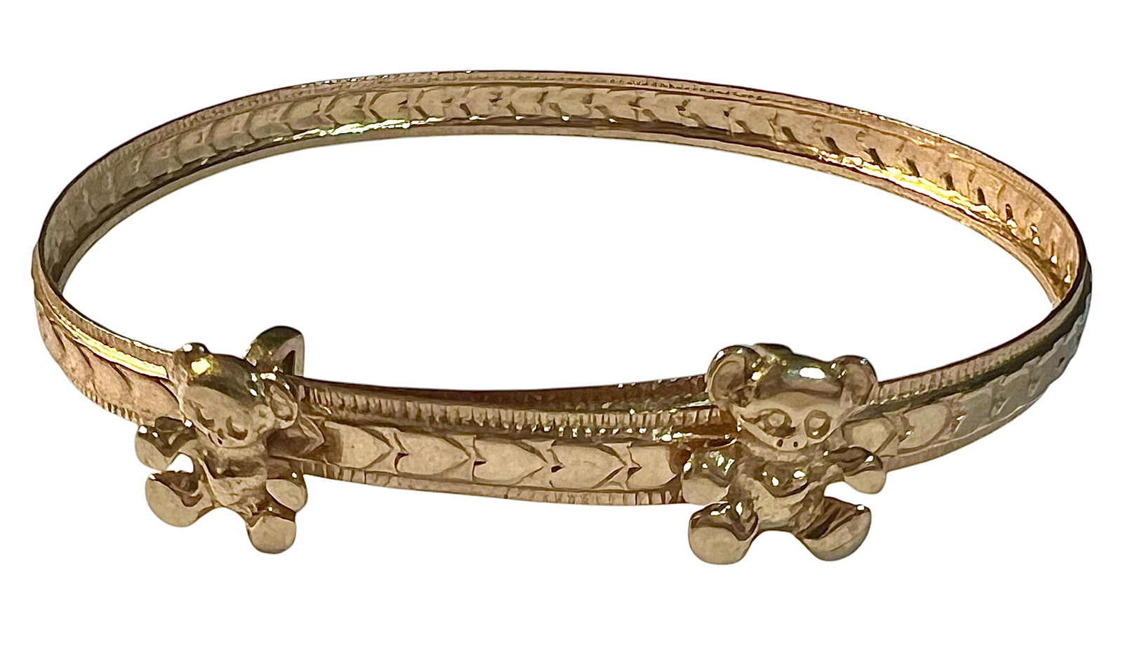 14K Gold Baby Child’s Adjustable Bracelet with Teddy Bears (1 of 5)