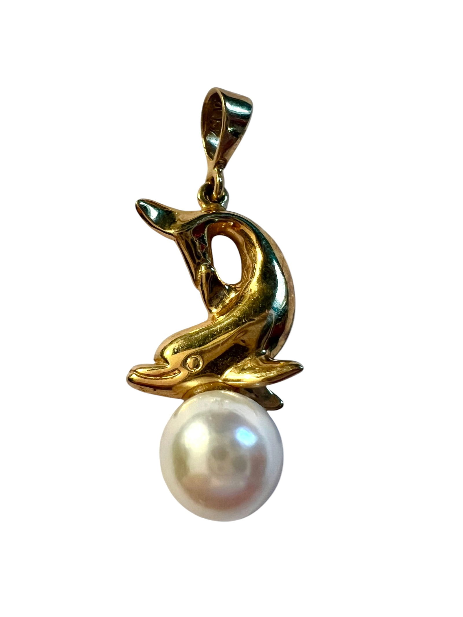 14K Wyland Playful Dolphin Pendant with Pearl (1 of 5)