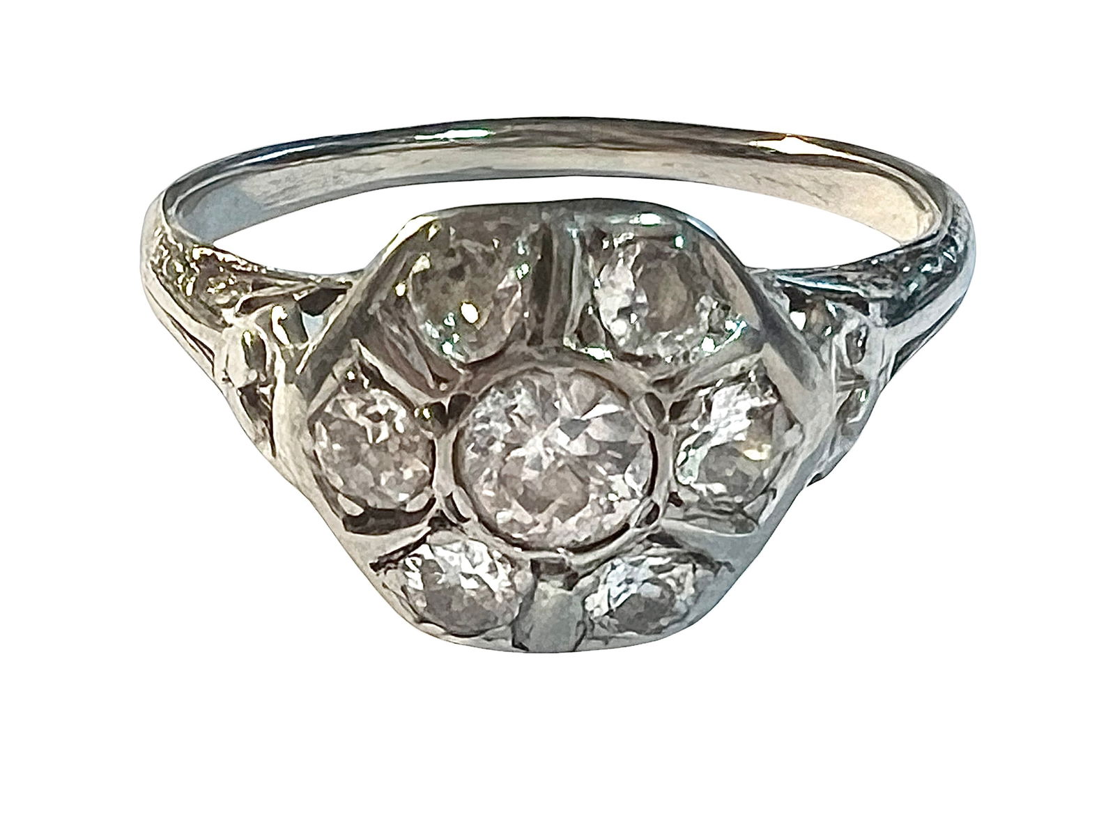 14K White Gold Art Deco Diamond Ring (1 of 8)