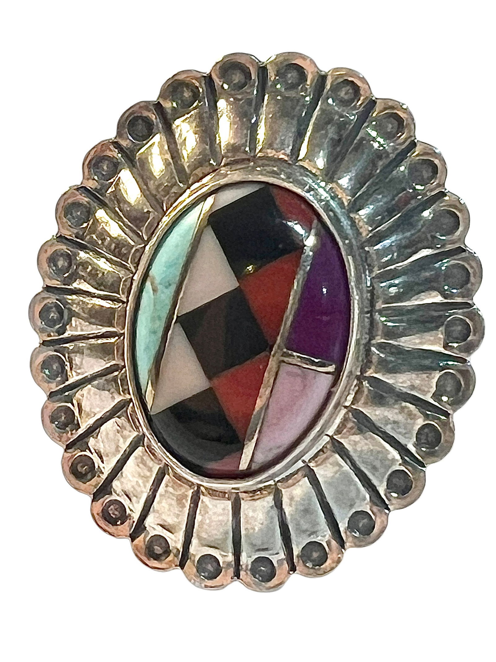 Native American Sterling Silver Inlaid Ring (1 of 7)