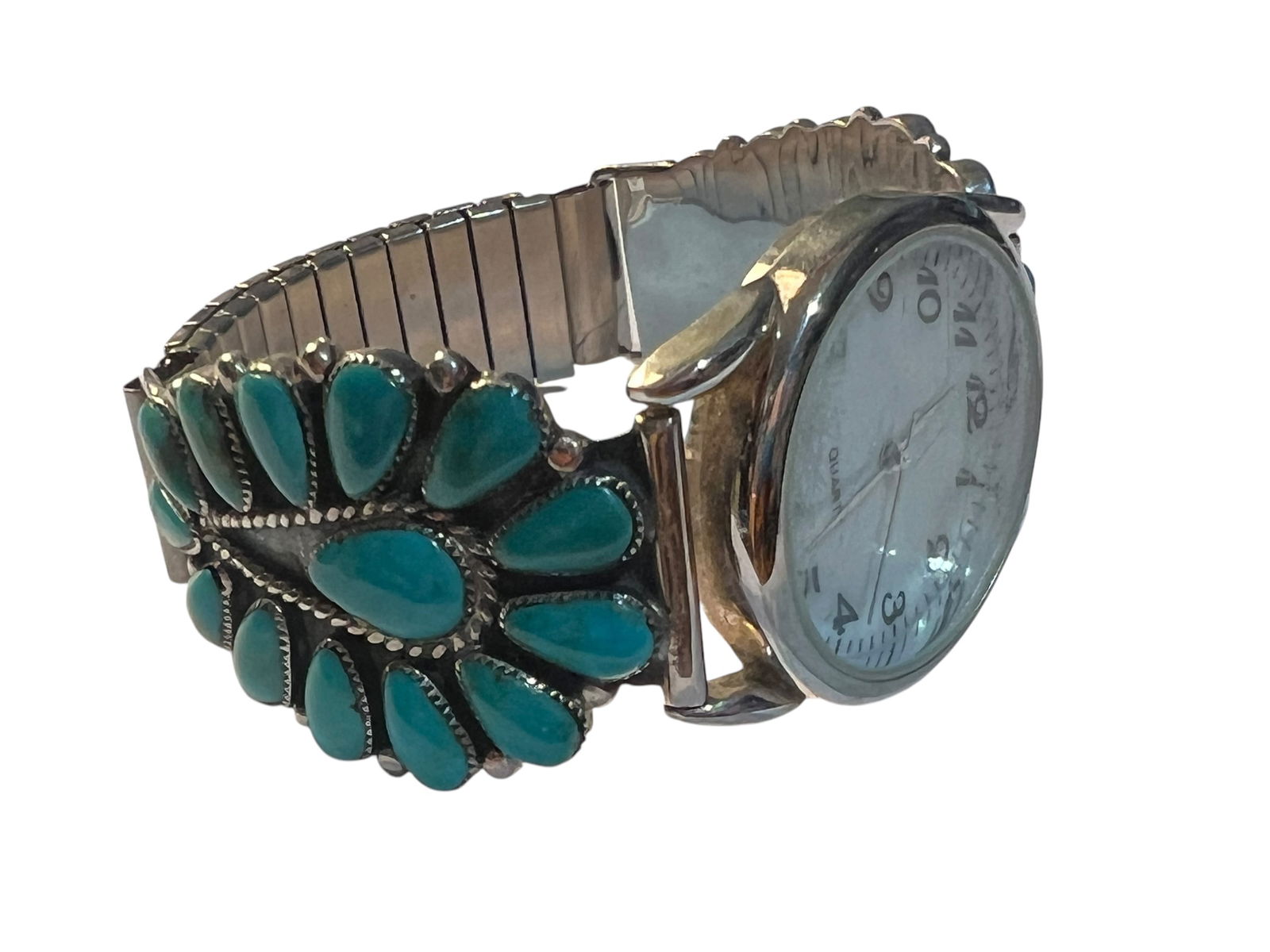 Native American Sterling Silver and Turquoise Watch Band: Native American Sterling Silver and Turquoise Watch Band.