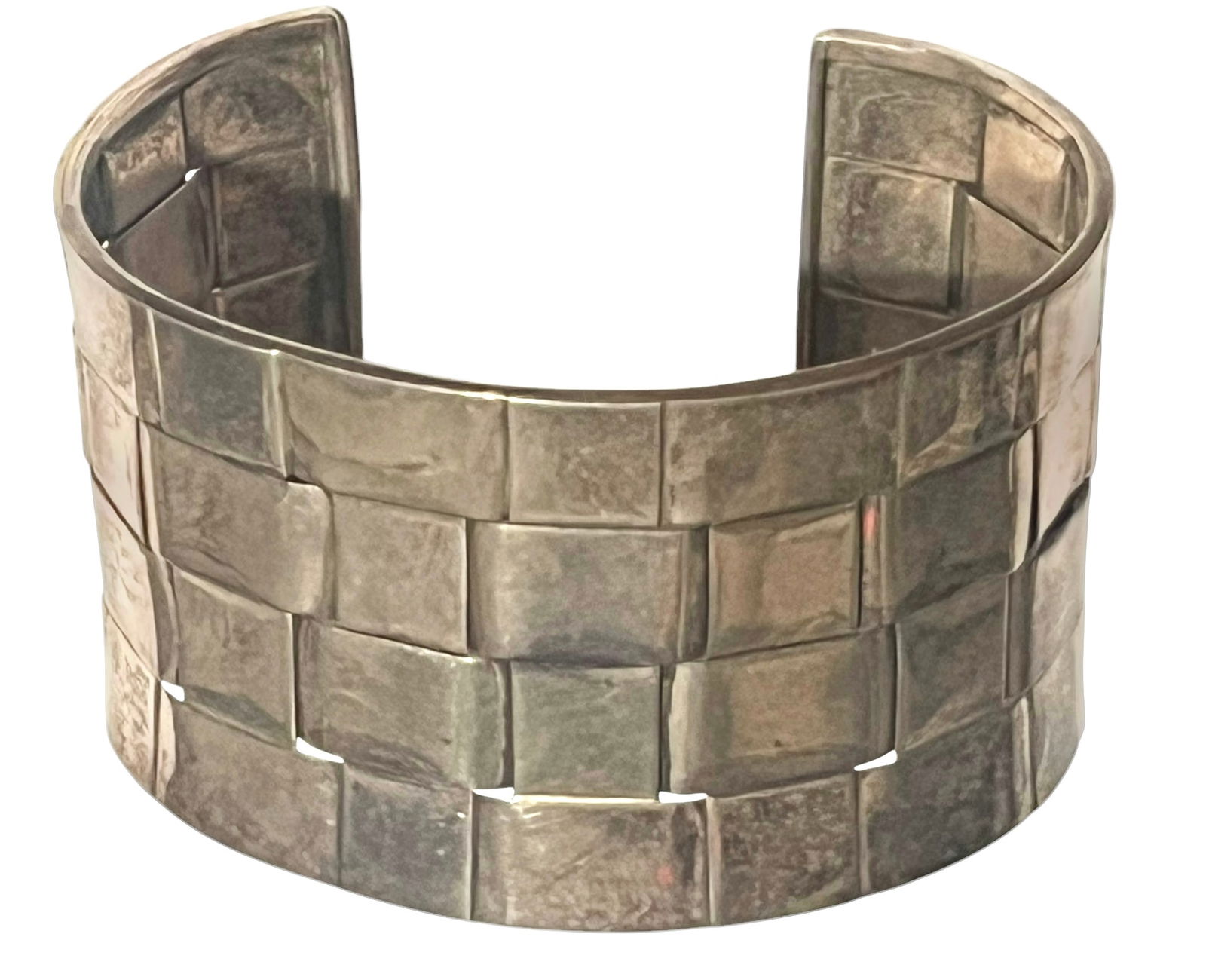 Extra Wide Basket Weave Sterling Silver Cuff Bracelet (1 of 9)