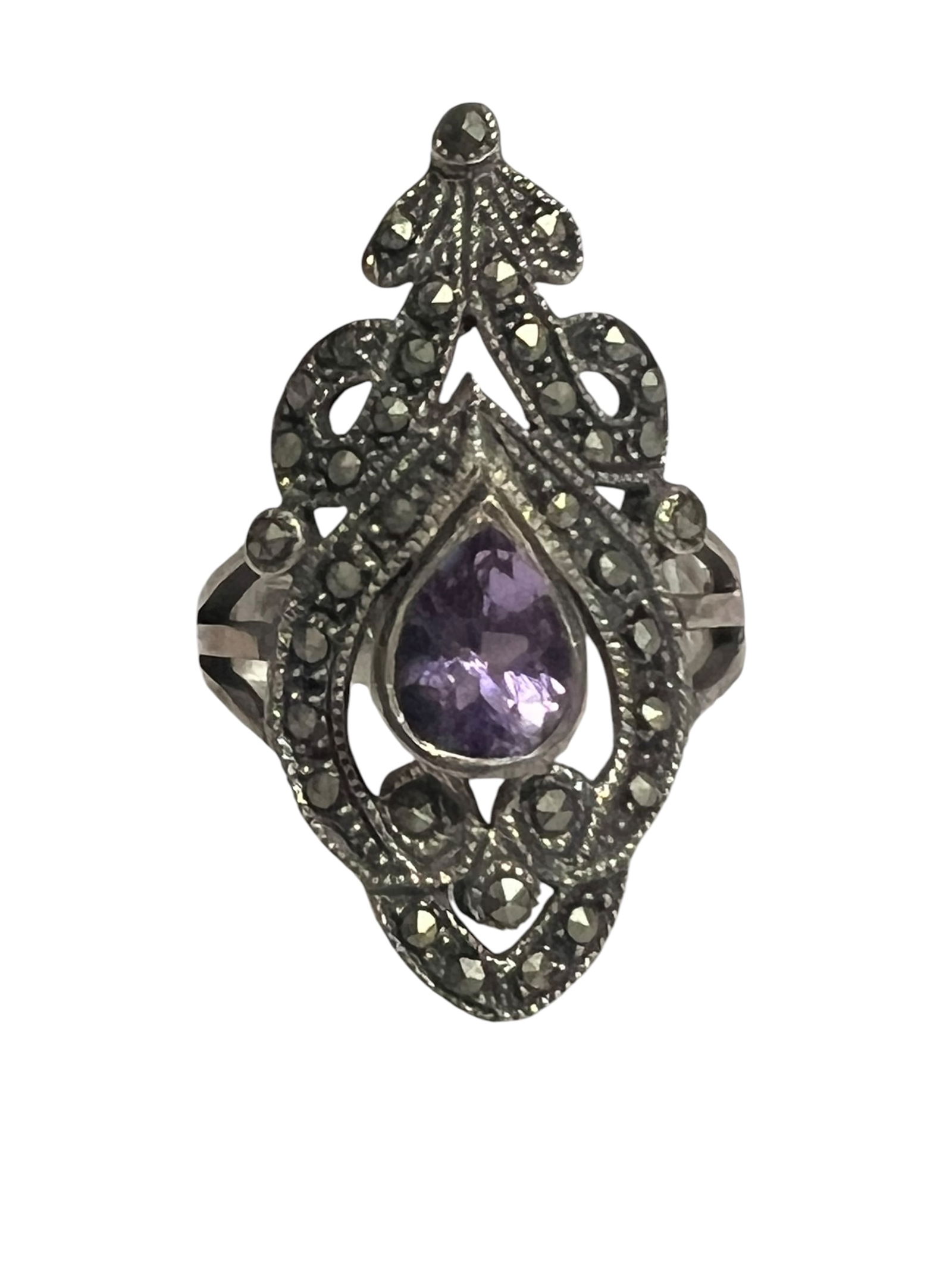 Sterling Silver Amethyst and Marcasite Ring (1 of 6)