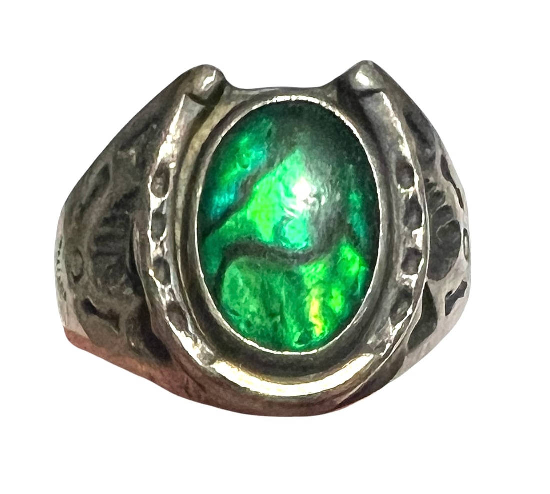 Native American Sterling Silver Horseshoe Ring: Native American Sterling Silver Horseshoe Ring Size 12. Signed.