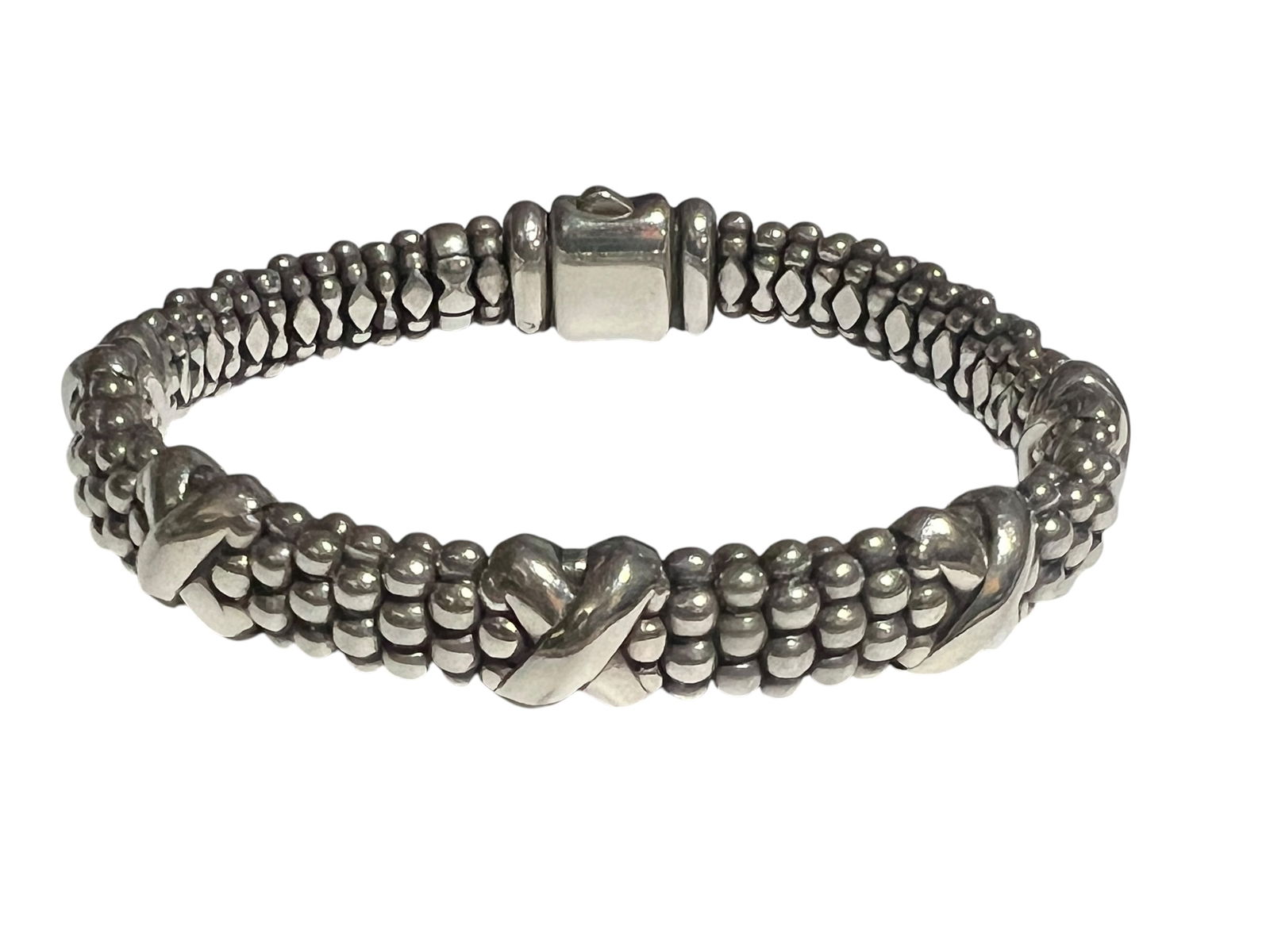 LAGOS Signature Sterling Silver X Station Caviar Bracelet (1 of 7)