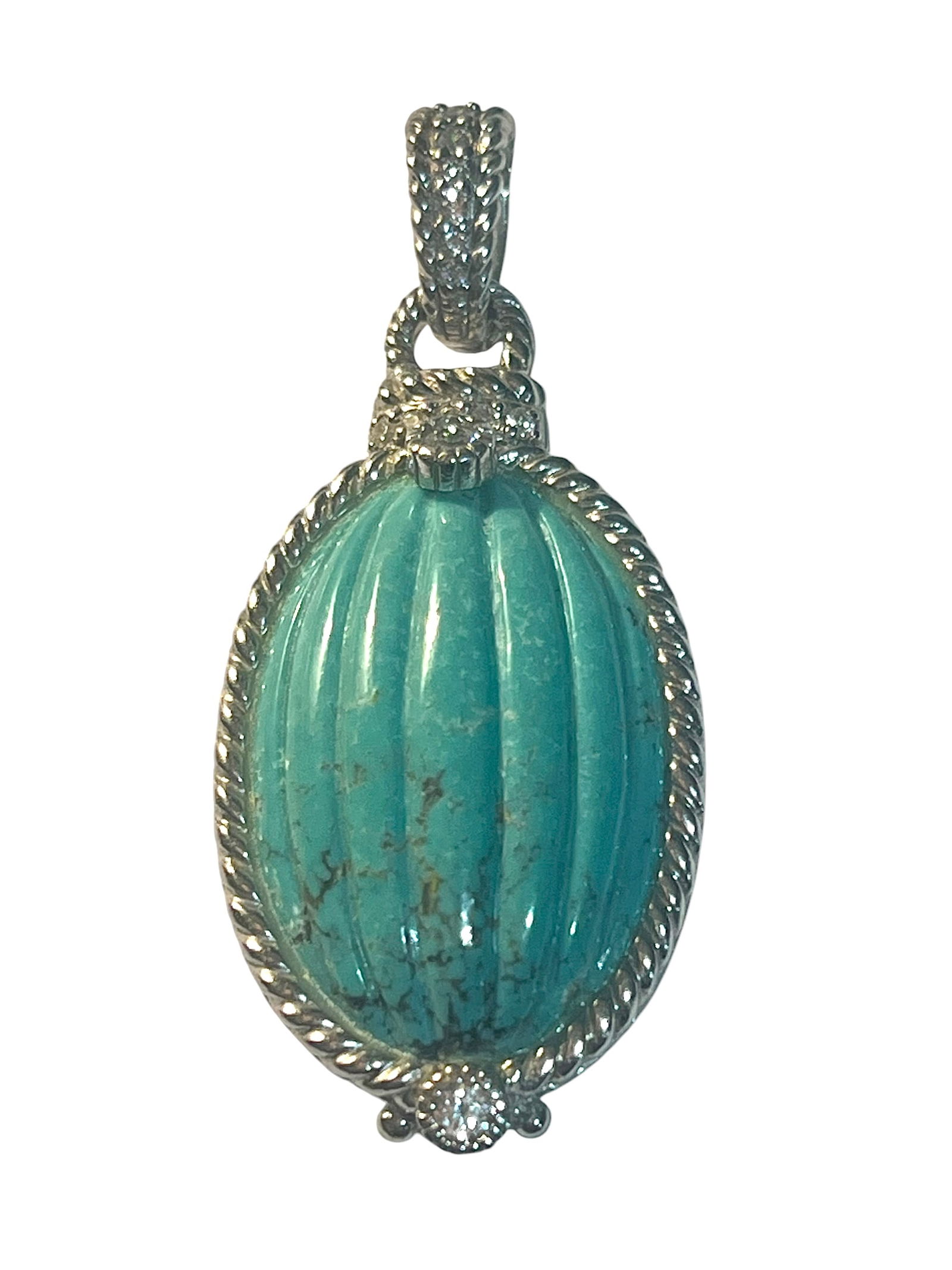 Judith Ripka Sterling Silver and Turquoise Enhancer: Judith Ripka Sterling Silver and Turquoise Enhancer. 2 Inches.