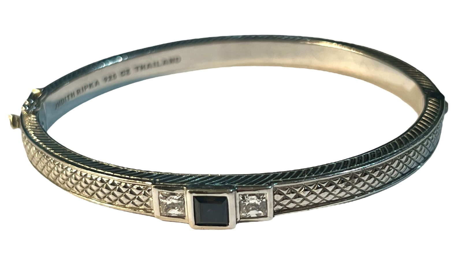 Judith Ripka Sterling Silver Hinged Bangle Bracelet (1 of 10)